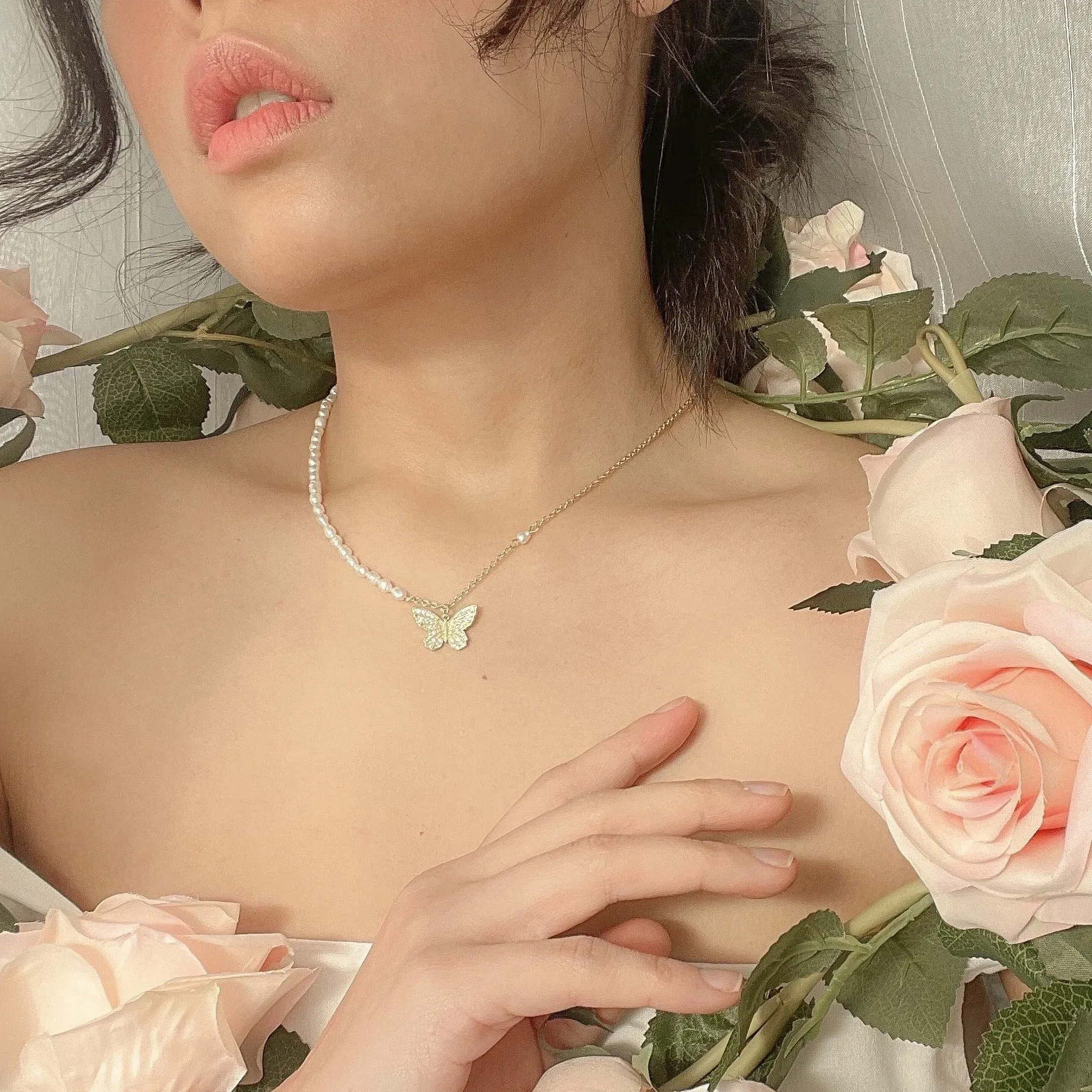 Butterfly Pearl Necklace
