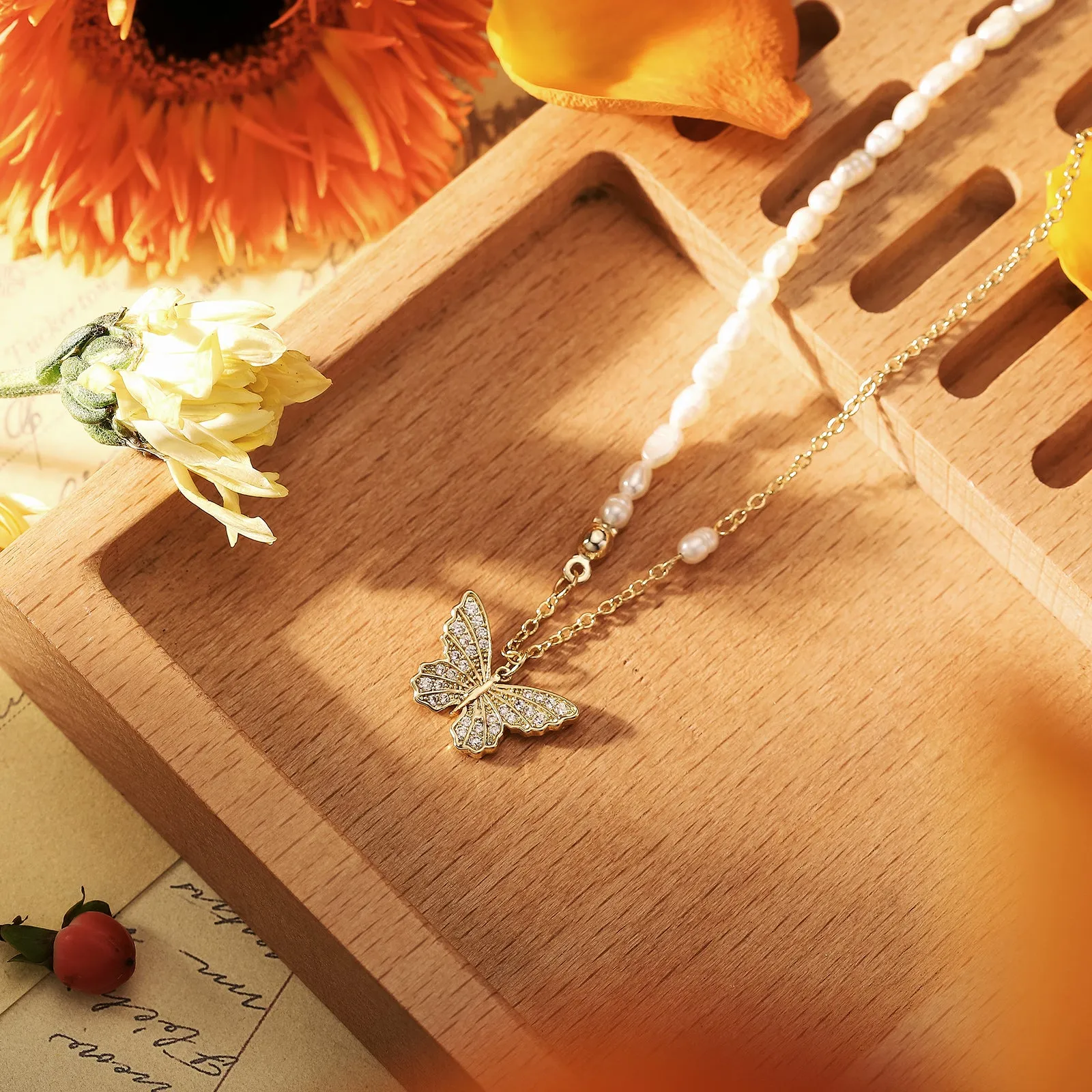 Butterfly Pearl Necklace