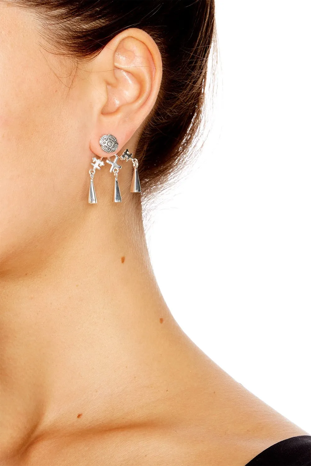 CHARM BACKED STUDS DRESS UP BOX SILVER PLATED