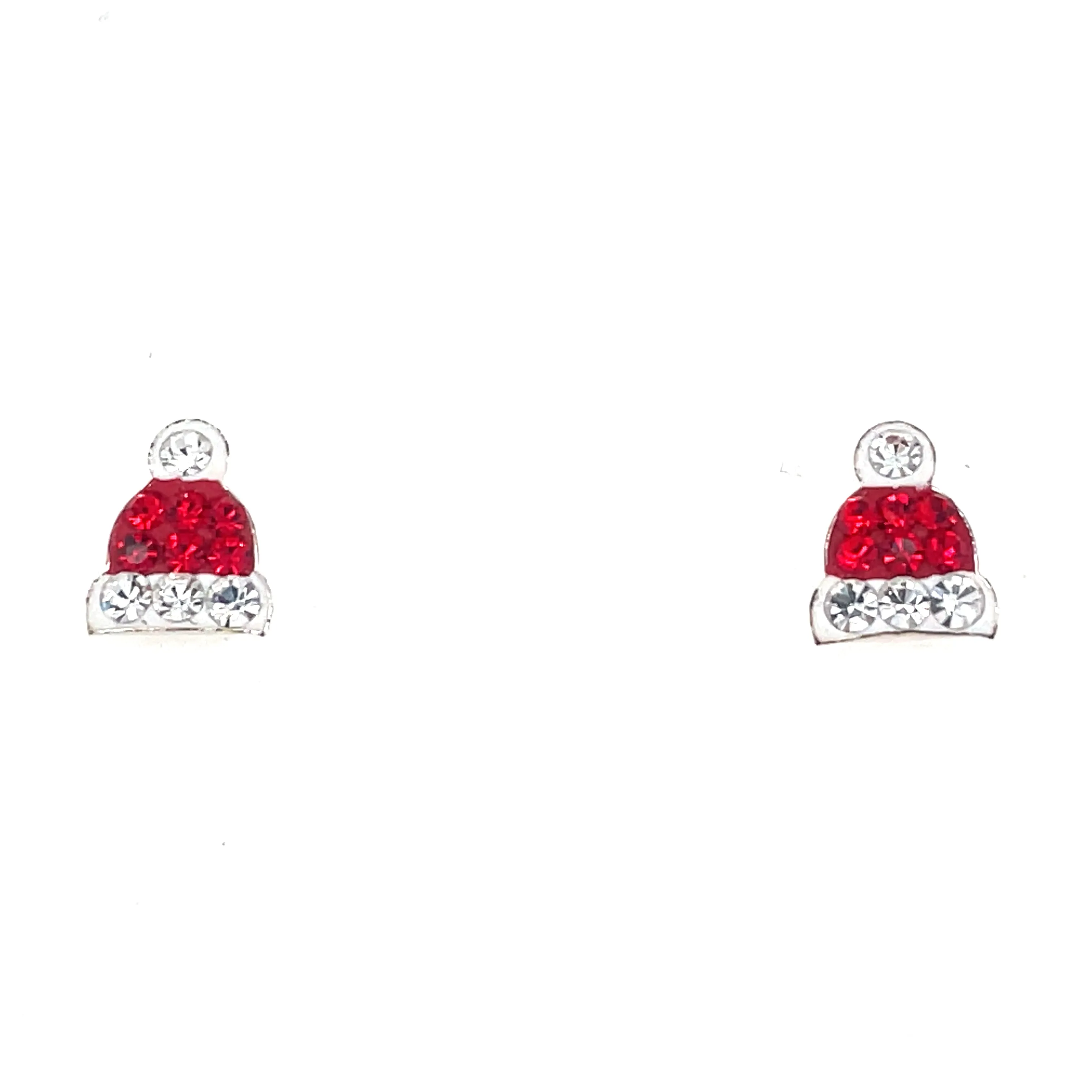 Children’s Sterling Silver Sparkling Santa Hat Ear Studs