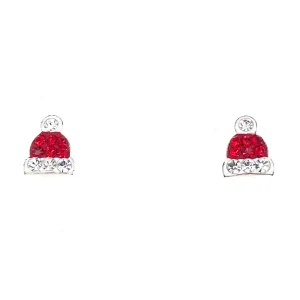 Children’s Sterling Silver Sparkling Santa Hat Ear Studs