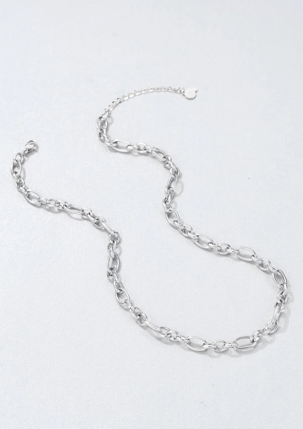 Chunky Oval Figaro Chain Necklace Silver