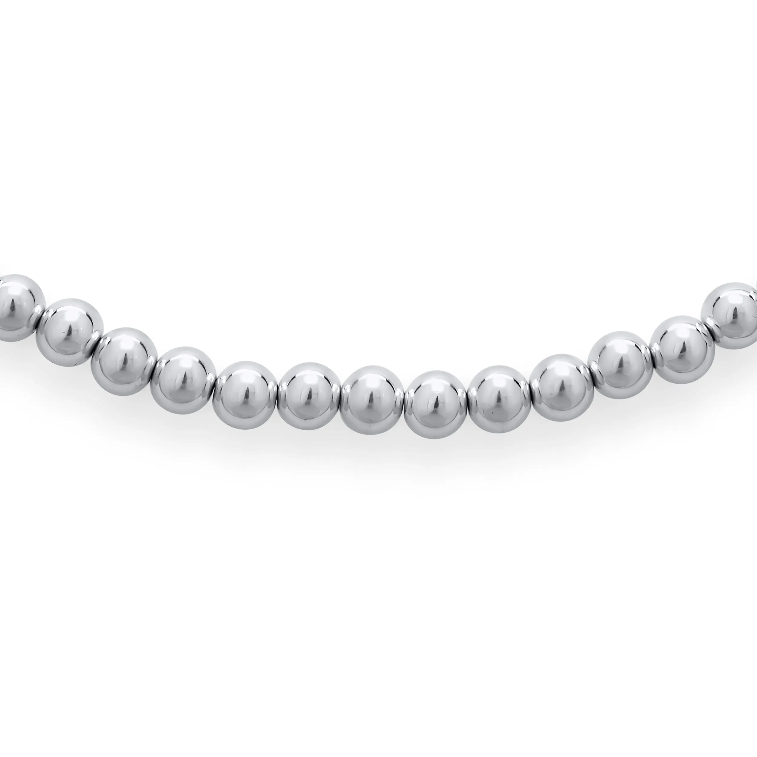 Classic Sterling Silver Ball Bead Strand Necklace with Stud Earrings Set