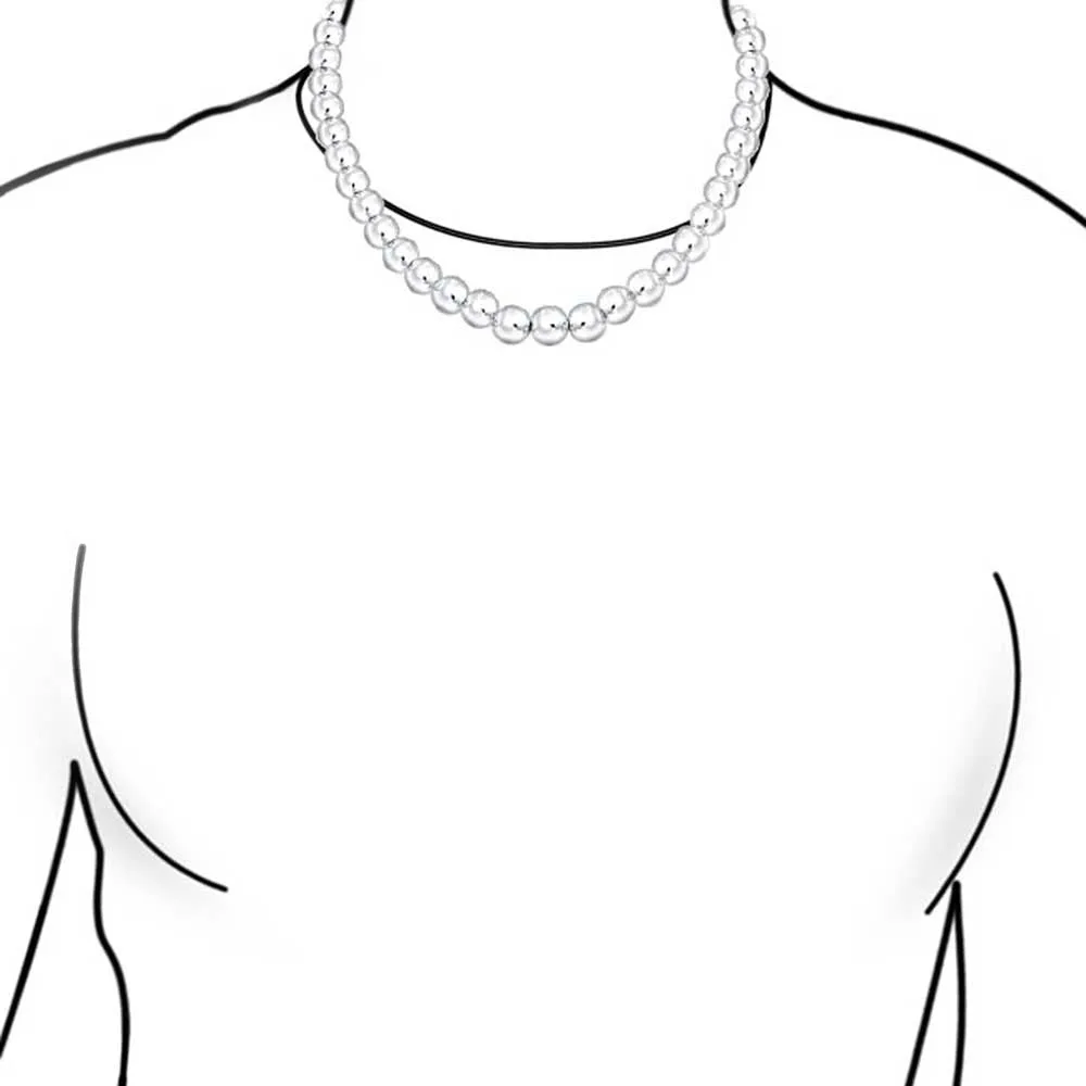 Classic Sterling Silver Ball Bead Strand Necklace with Stud Earrings Set