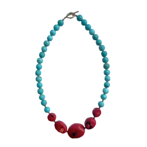 Coral and Turquoise Toggle Necklace