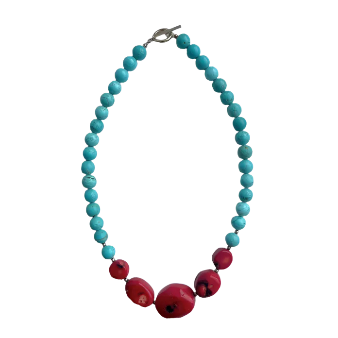 Coral and Turquoise Toggle Necklace