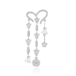 Crystal Heart Tassel Earrings