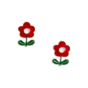 Daisy Plant Red Earrings
