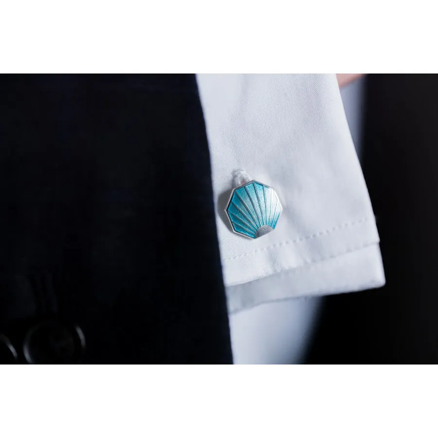 Deakin & Francis Sterling Silver  Art Deco Style Shell Cufflinks