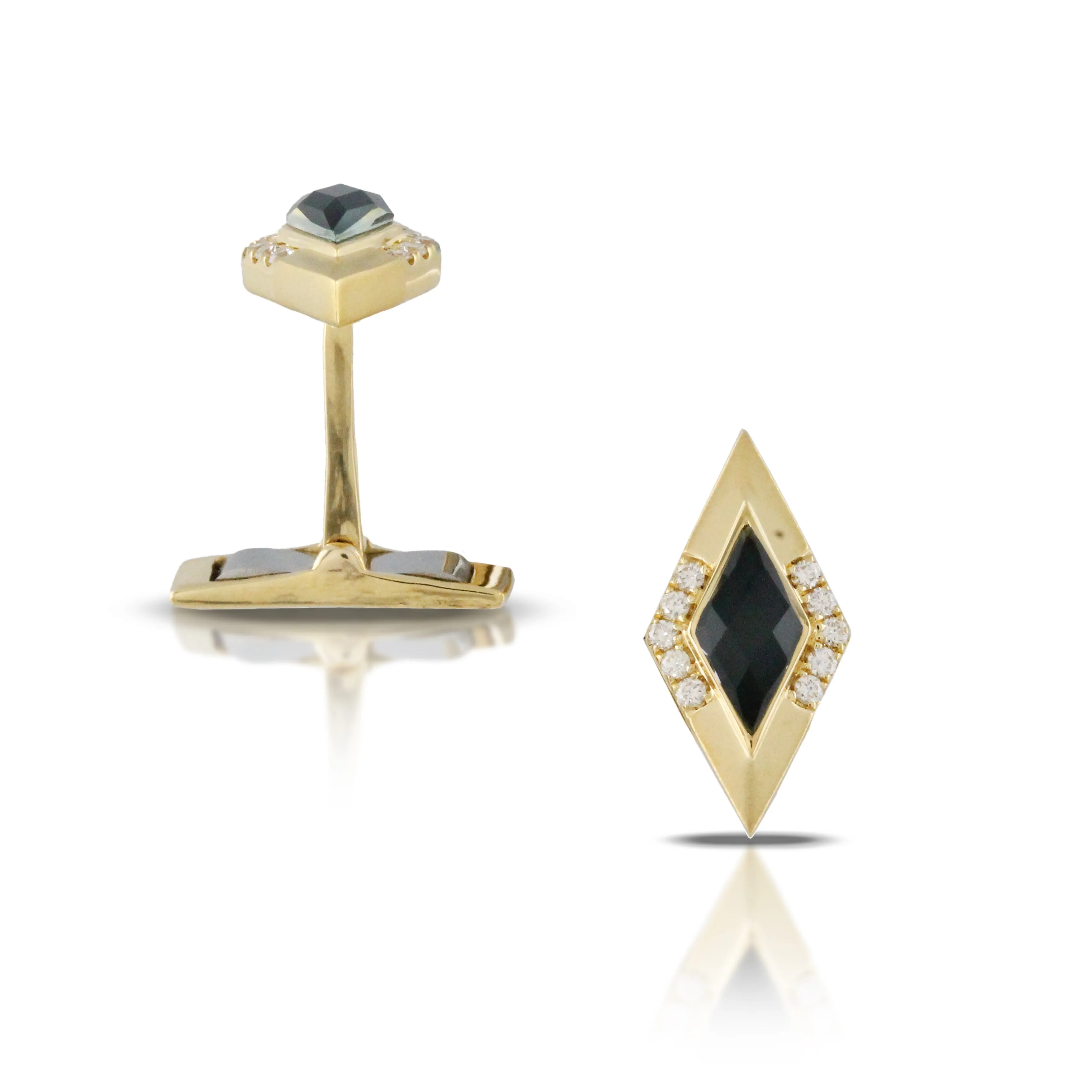 Diamond Cufflinks with Blue Topaz over Hematite