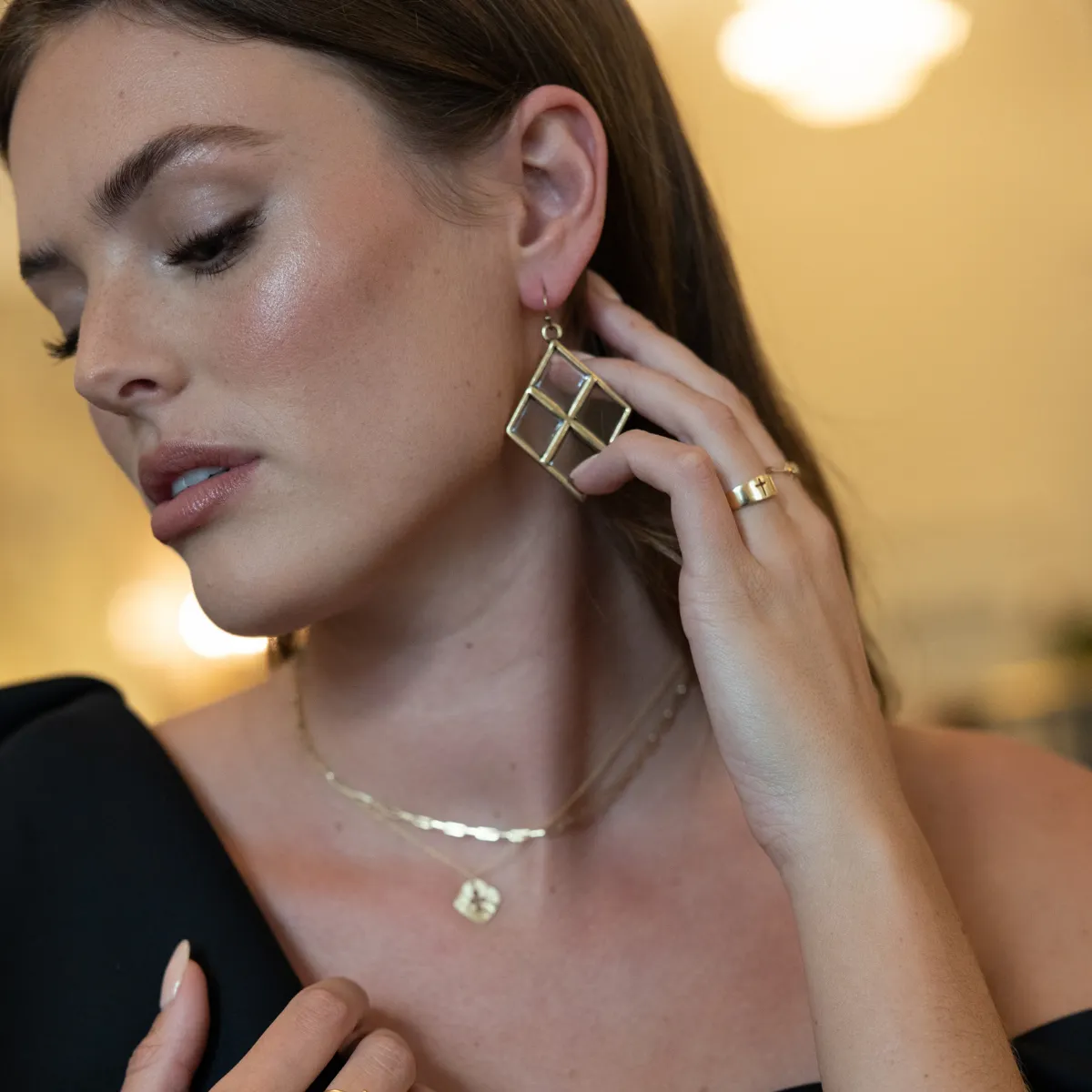 Diamond Stained Glass Earrings