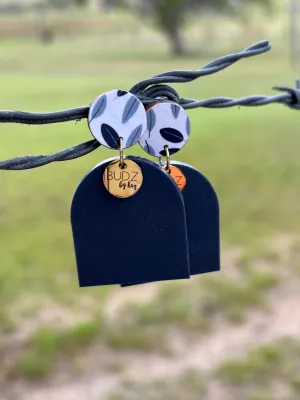 Earrings Statement - Navy Leaf