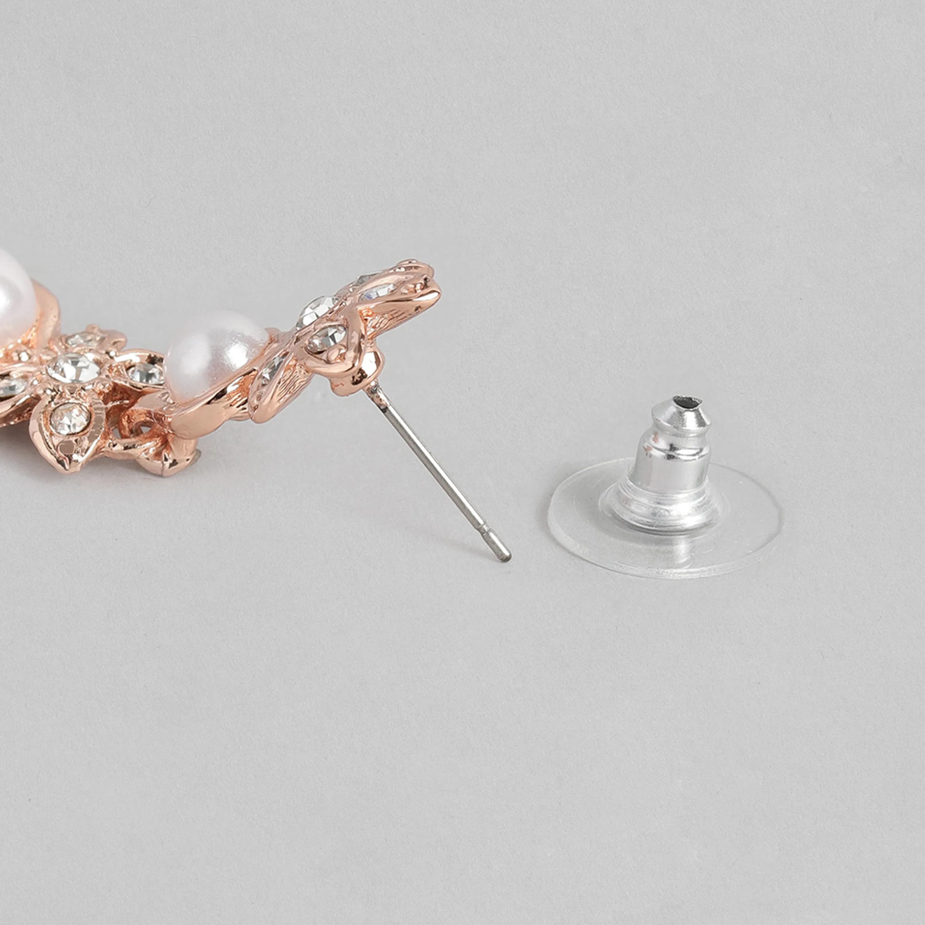 Estele Rose Gold Plated Eye Catching Pearl Necklace Set for Women