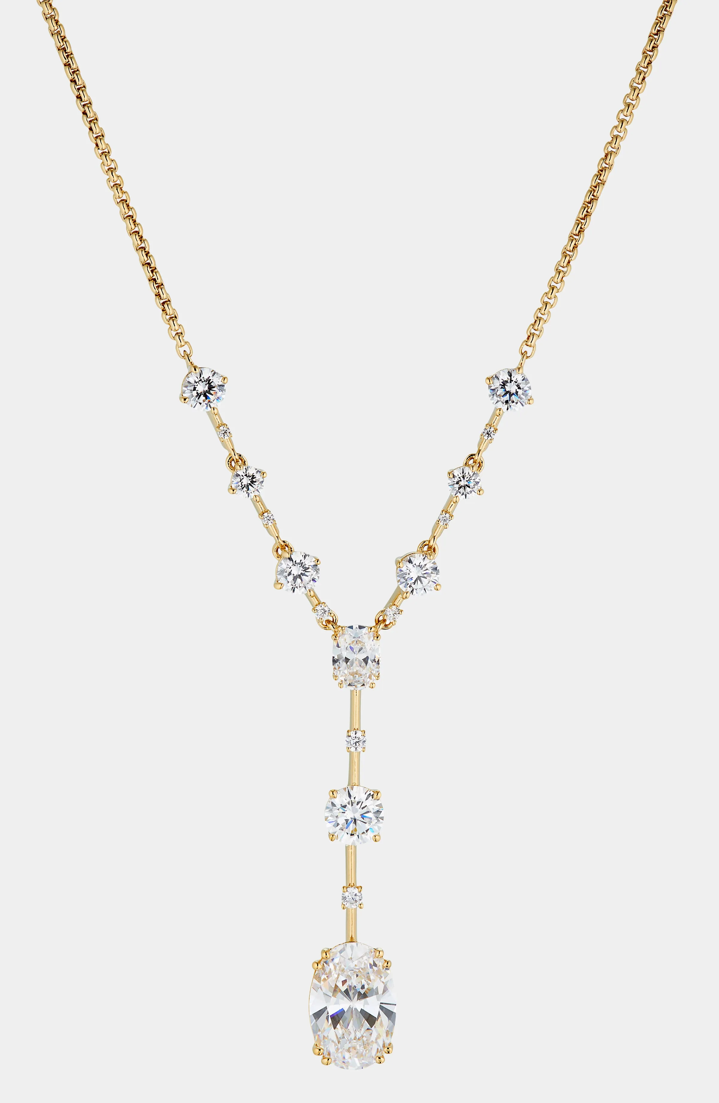 EVELYN OVAL CZ ADJUSTABLE Y NECKLACE