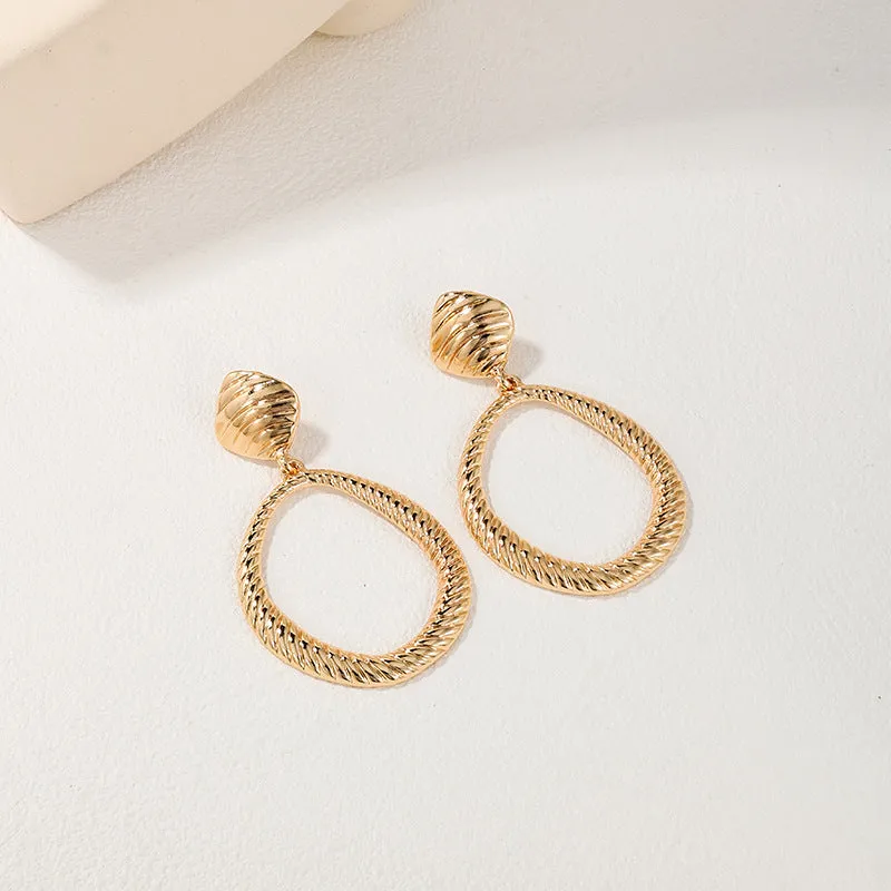 Exaggerated Metal Earrings with Cross-Border Elegance