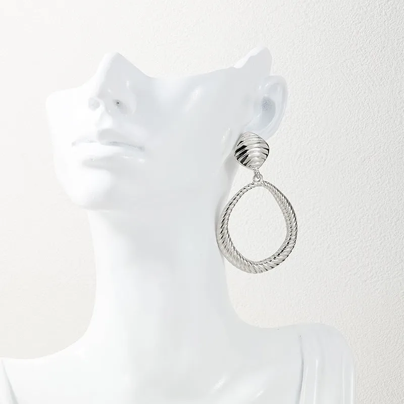 Exaggerated Metal Earrings with Cross-Border Elegance