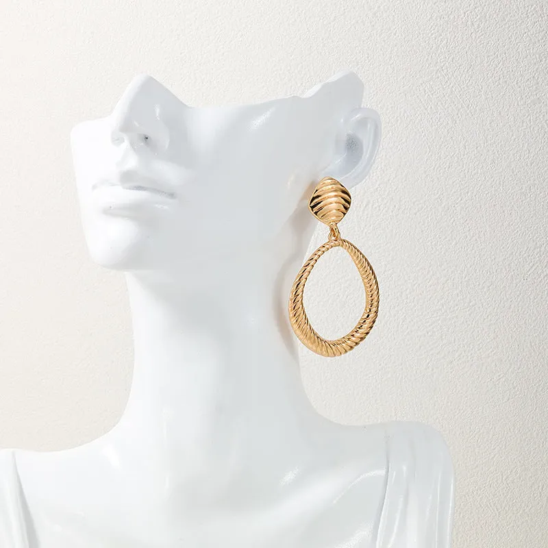 Exaggerated Metal Earrings with Cross-Border Elegance