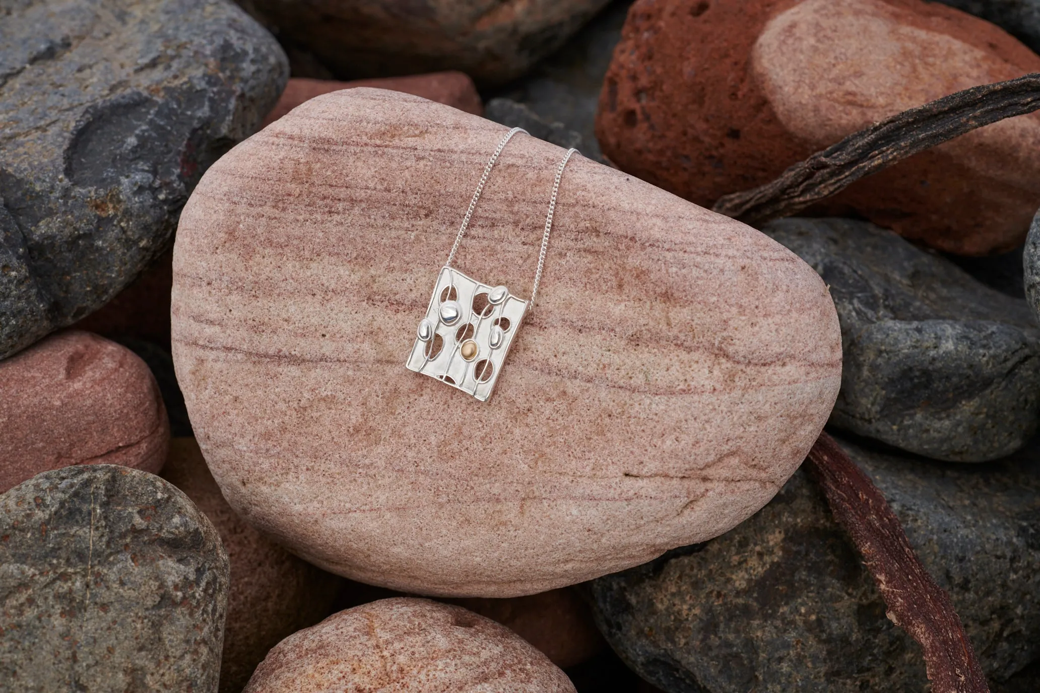 Flow Square Mixed Metal Pendant