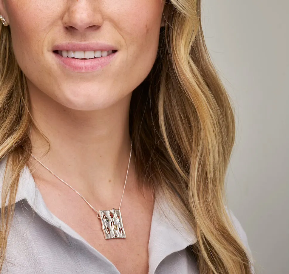 Flow Square Mixed Metal Pendant