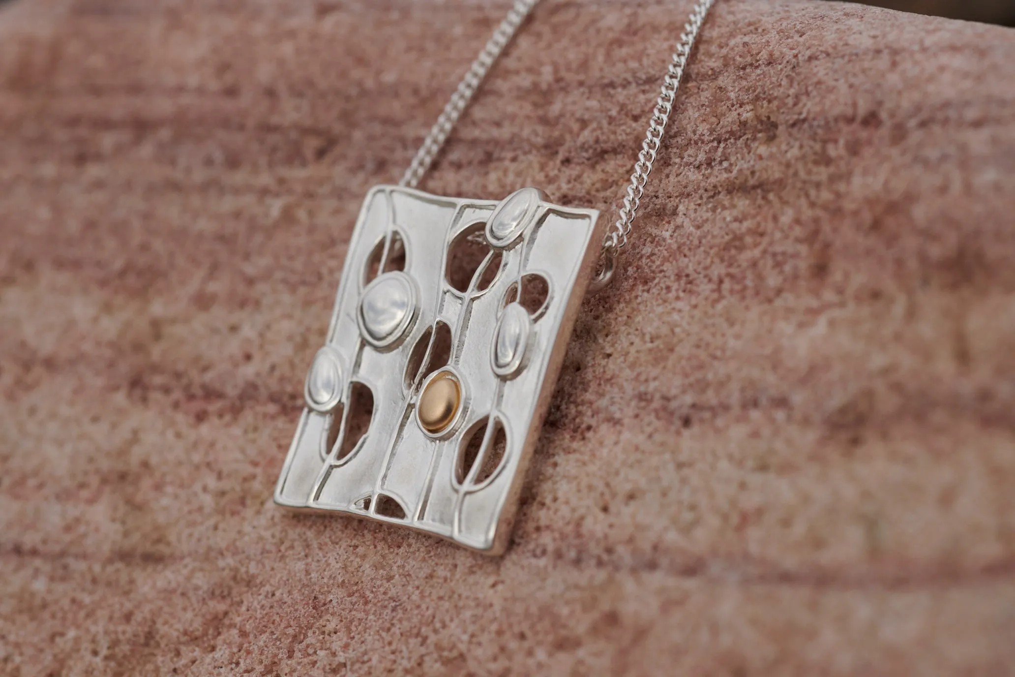 Flow Square Mixed Metal Pendant