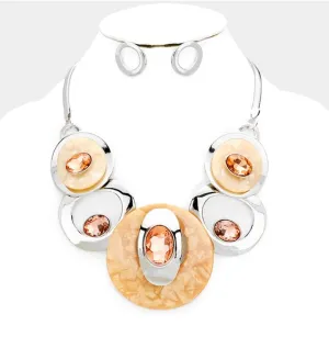 Glass stone statement necklace