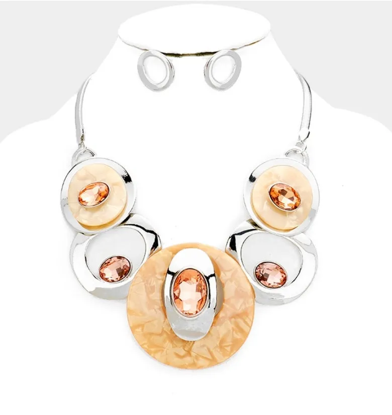 Glass stone statement necklace