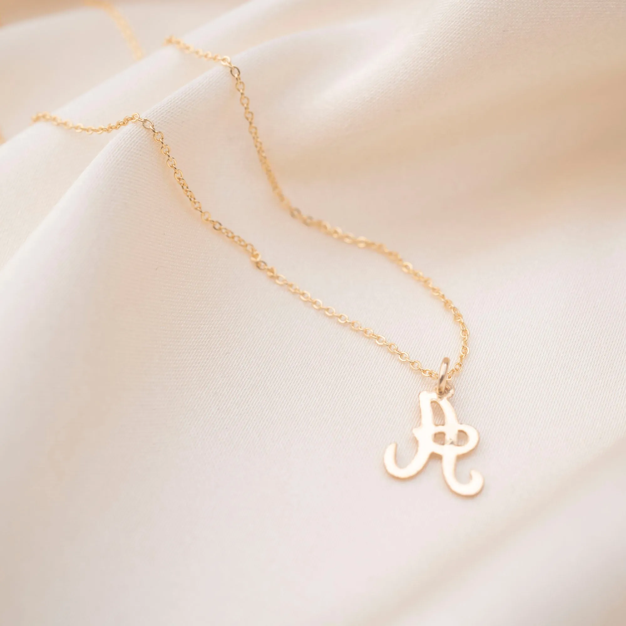 Gold Filled Script Letter Necklace