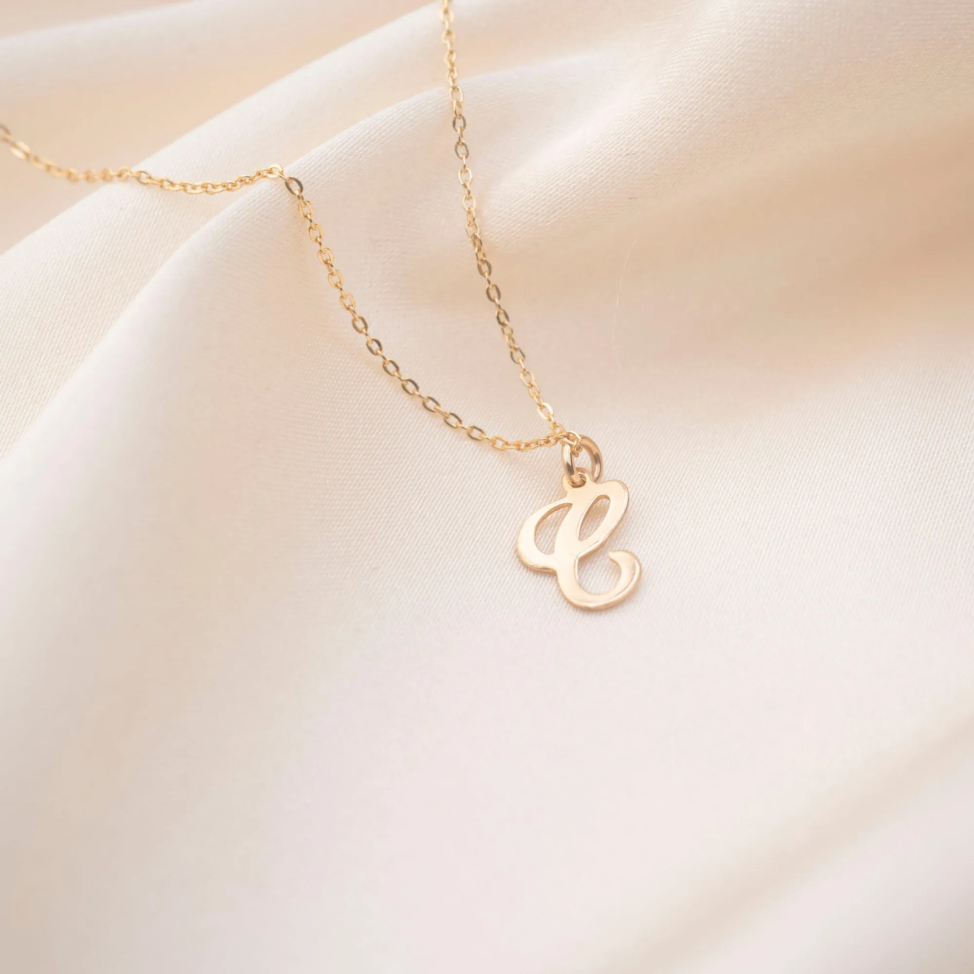 Gold Filled Script Letter Necklace