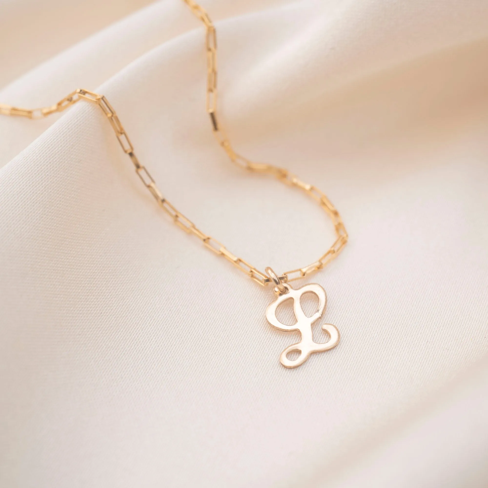 Gold Filled Script Letter Necklace