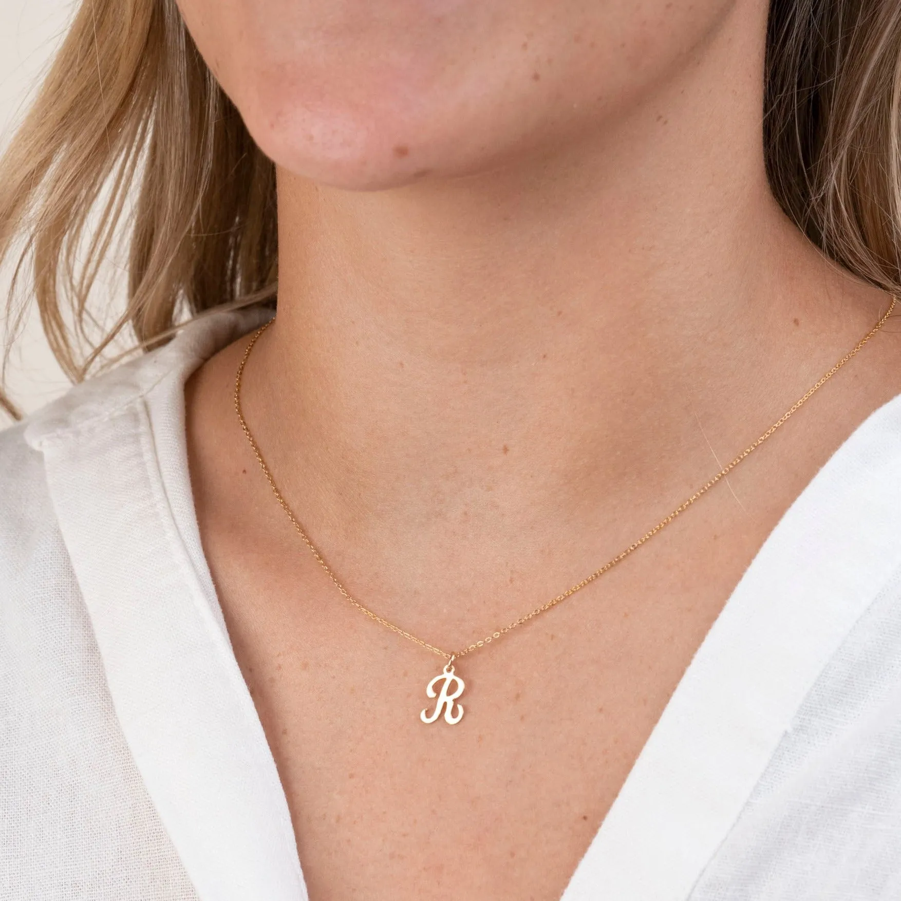 Gold Filled Script Letter Necklace