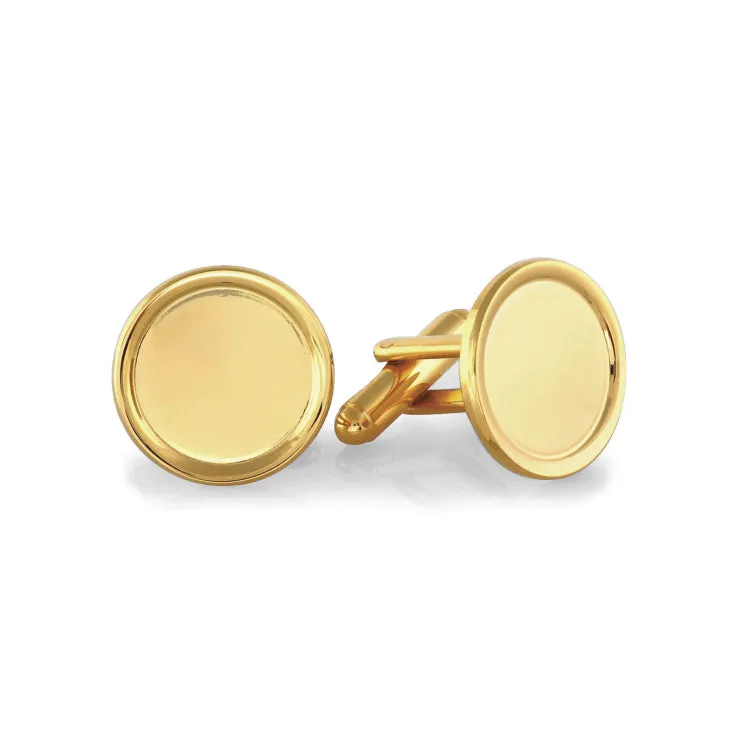 Gold Finish Round Rimmed Cufflinks