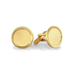 Gold Finish Round Rimmed Cufflinks