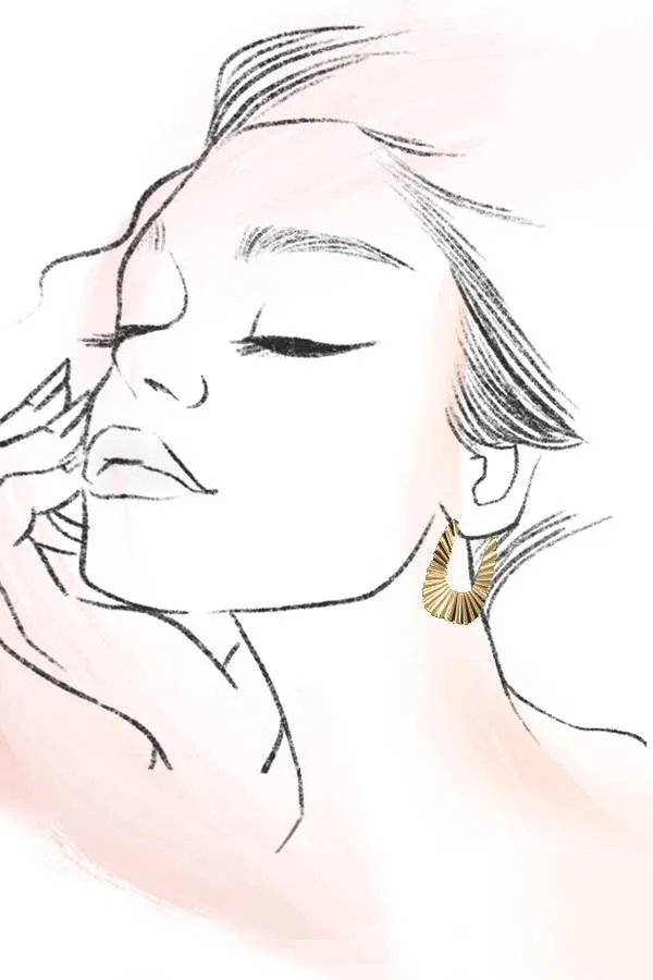 Gold Sunrays Hoop Earrings