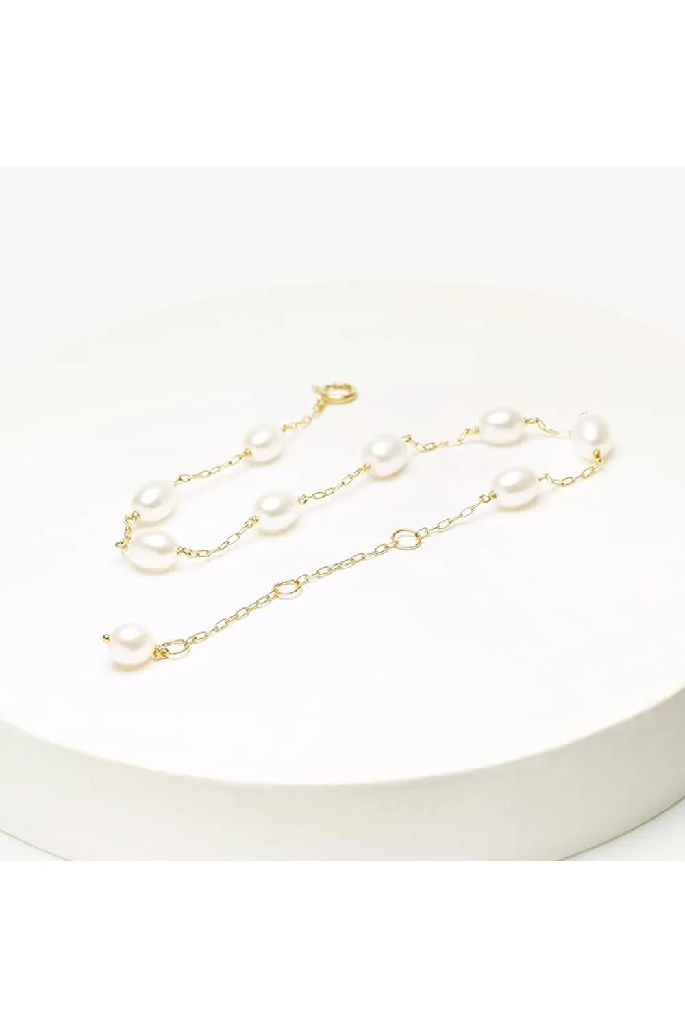 Gold Tin Cup Pearl Adjustable Bracelets