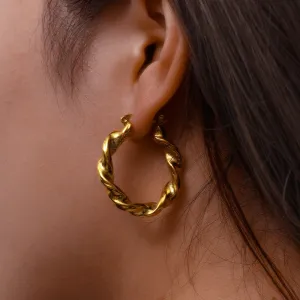 Gold Twisted Hoop Earrings