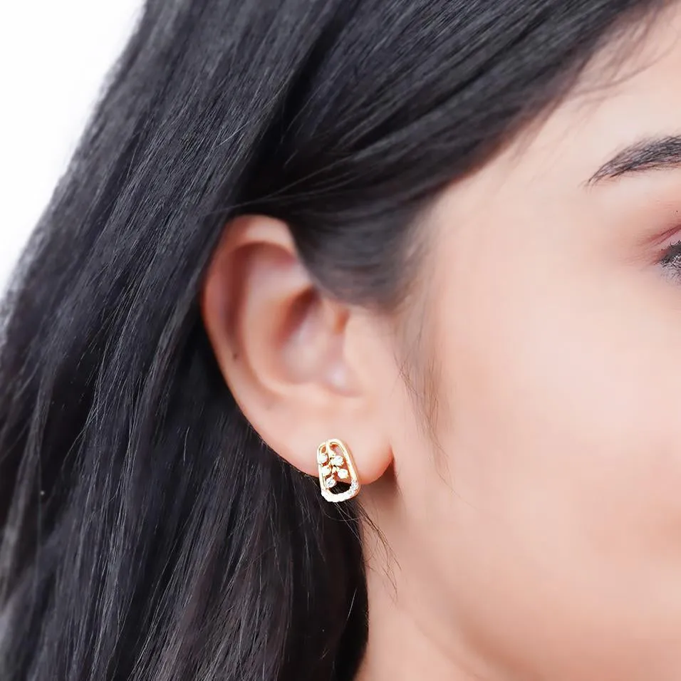 Golden Minimalist Floral Gold Stud Earrings