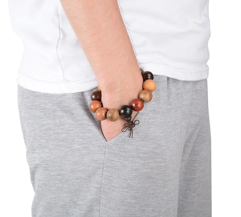 Hand-polished Multi-colored Sandalwood Beaded Mala Bracelet