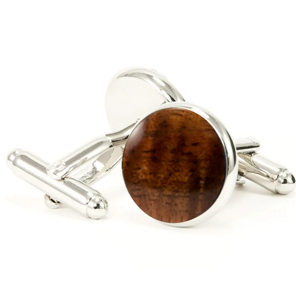 Hawaiian Koa Wood and Silver Cufflinks