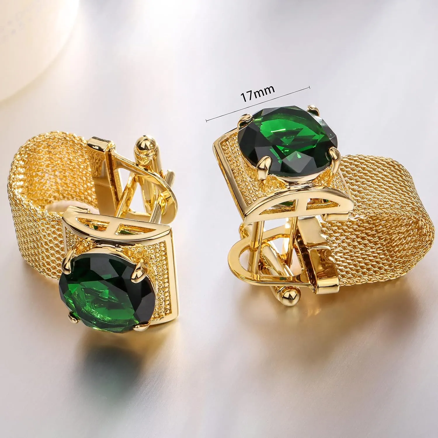 HAWSON Mens Cufflinks with Chain - Stone and Shiny Gold Tone Shirt Accessories - Party Gifts for Young Men