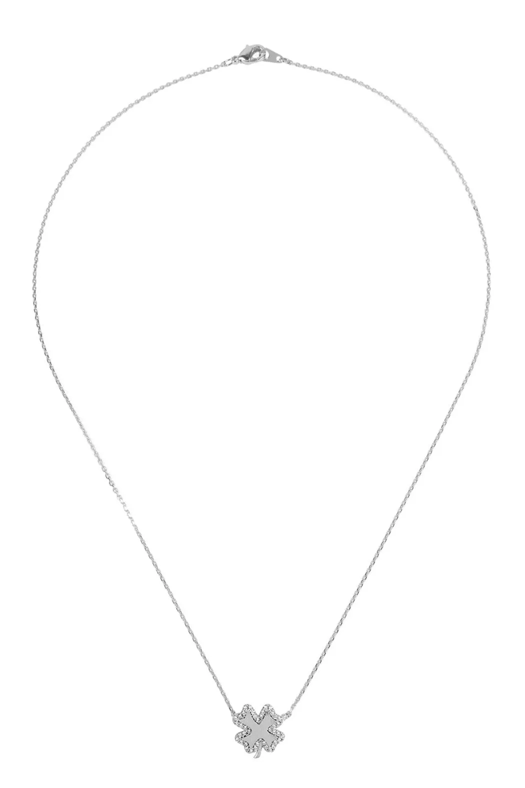 Hdnd3n15 - Clover Leaf Crystal Pave Pendant Necklace