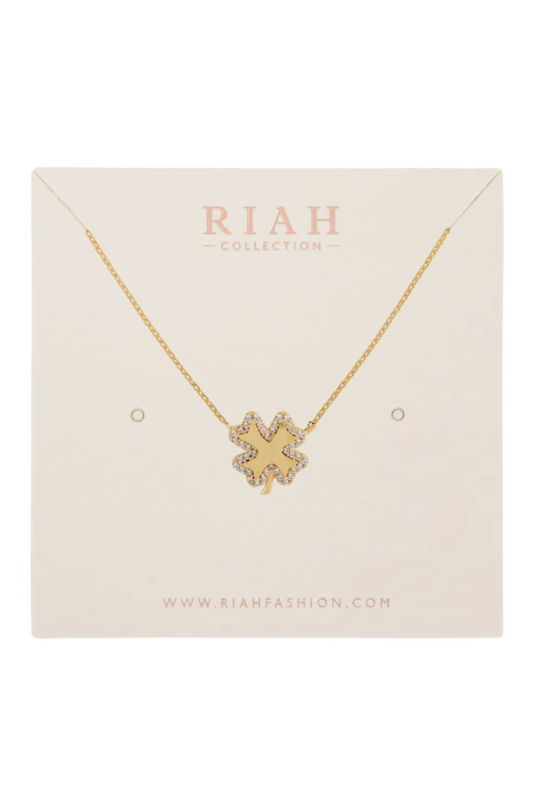 Hdnd3n15 - Clover Leaf Crystal Pave Pendant Necklace