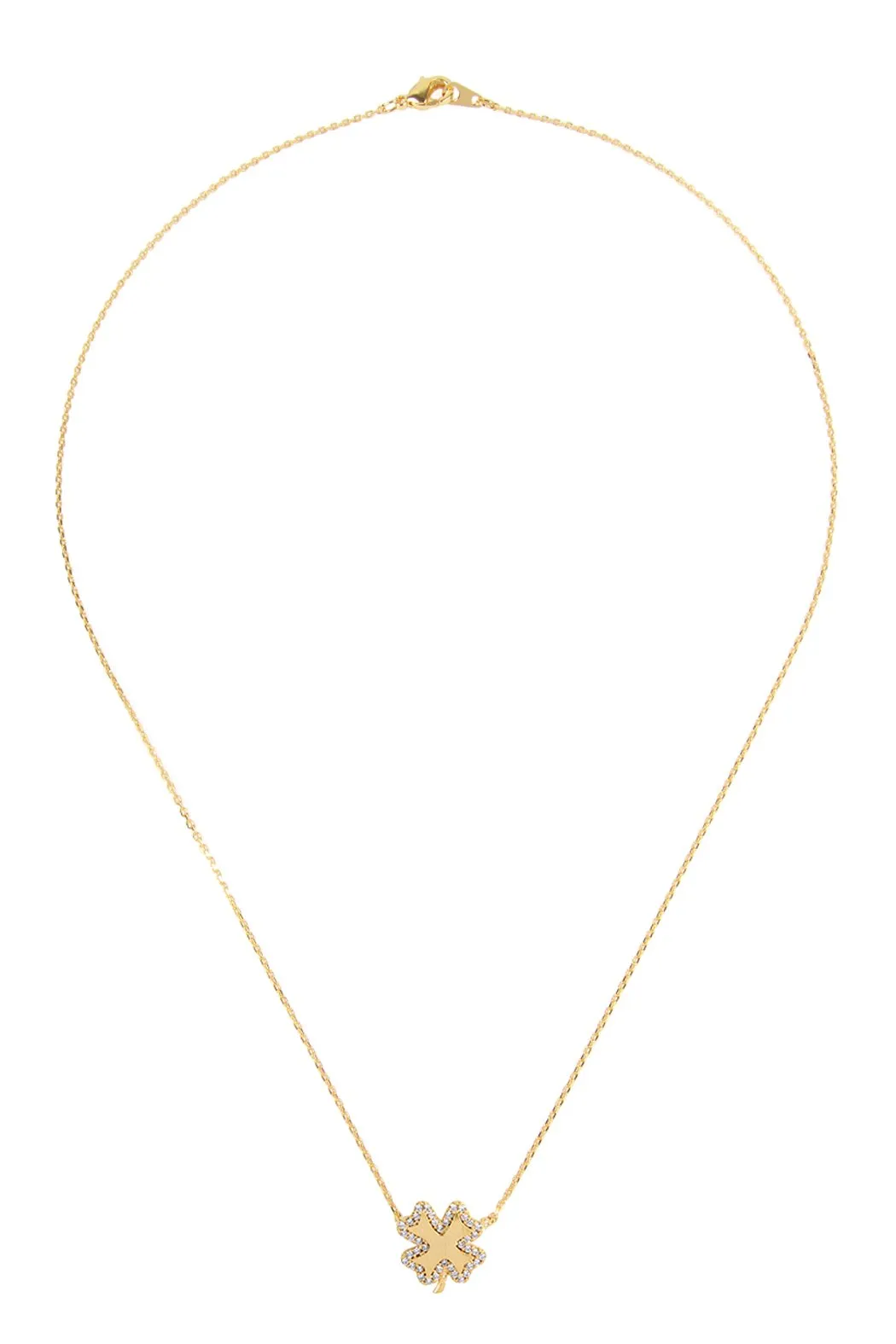 Hdnd3n15 - Clover Leaf Crystal Pave Pendant Necklace