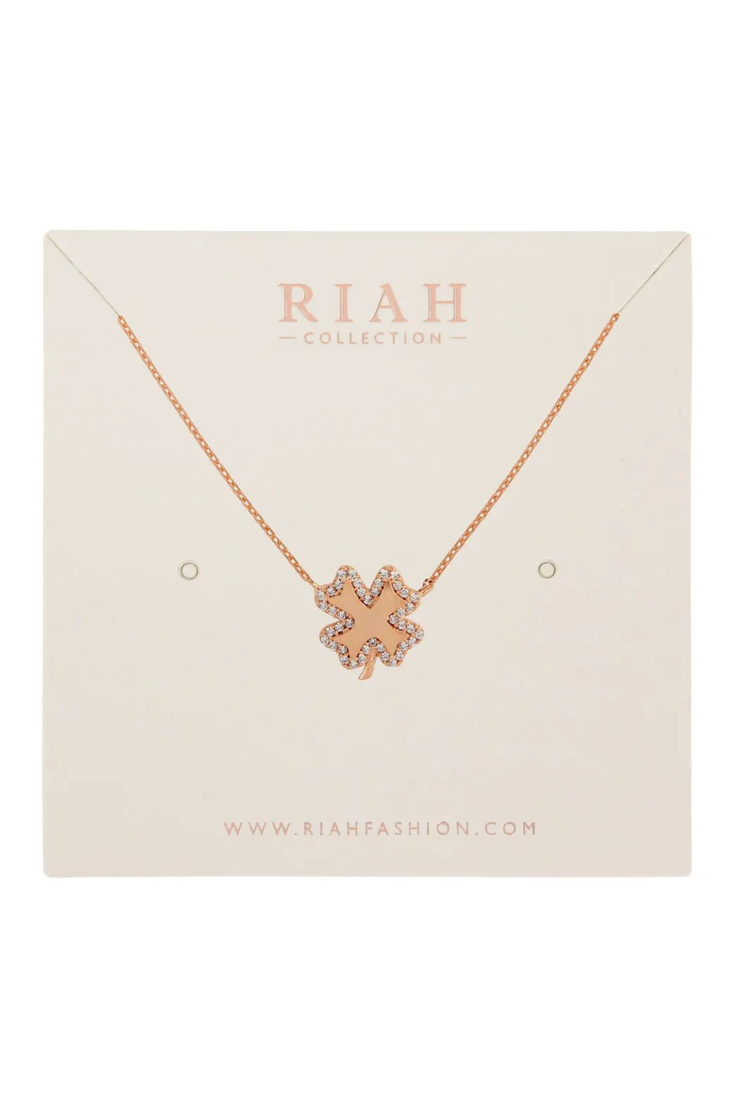 Hdnd3n15 - Clover Leaf Crystal Pave Pendant Necklace