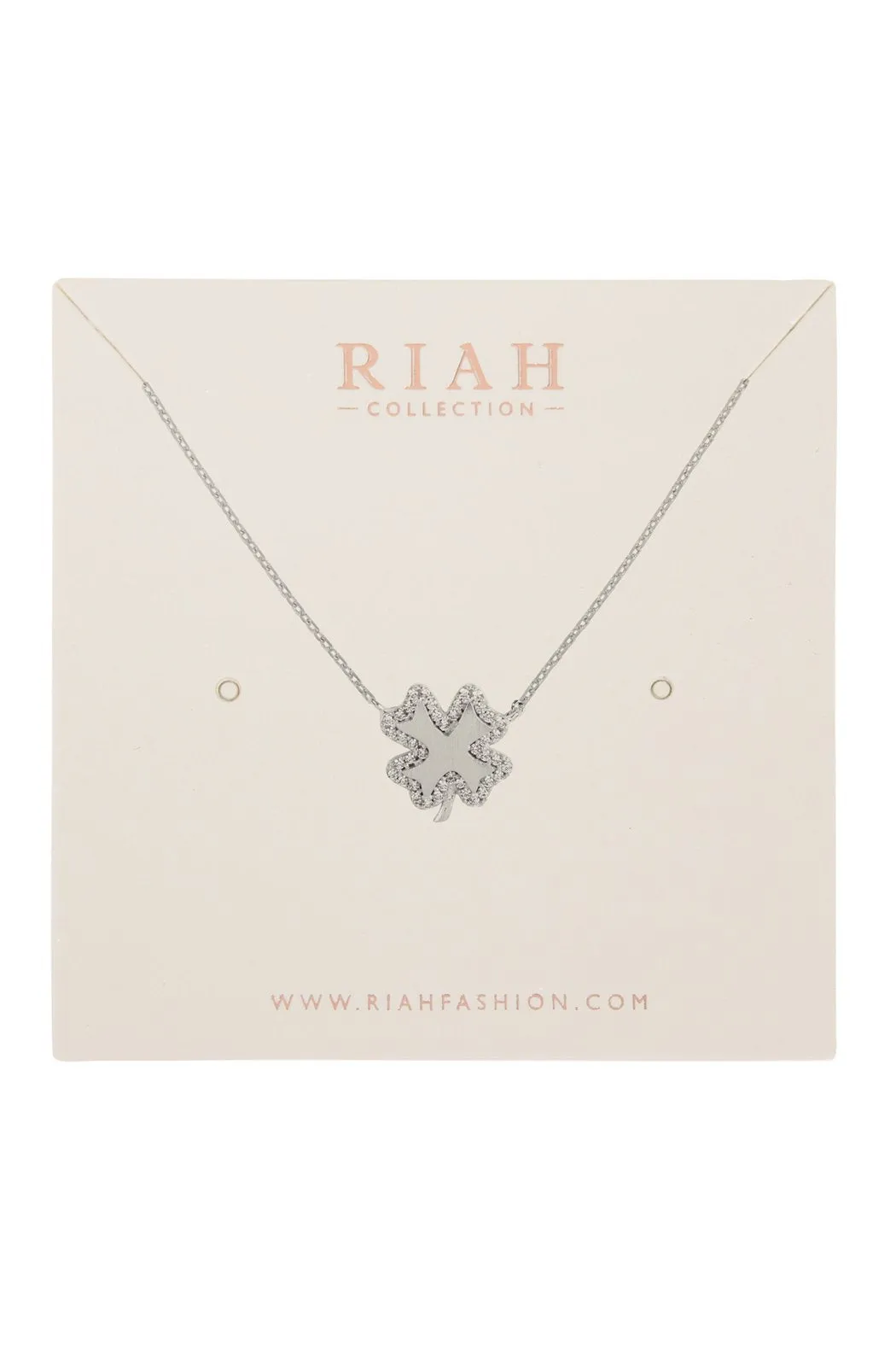 Hdnd3n15 - Clover Leaf Crystal Pave Pendant Necklace