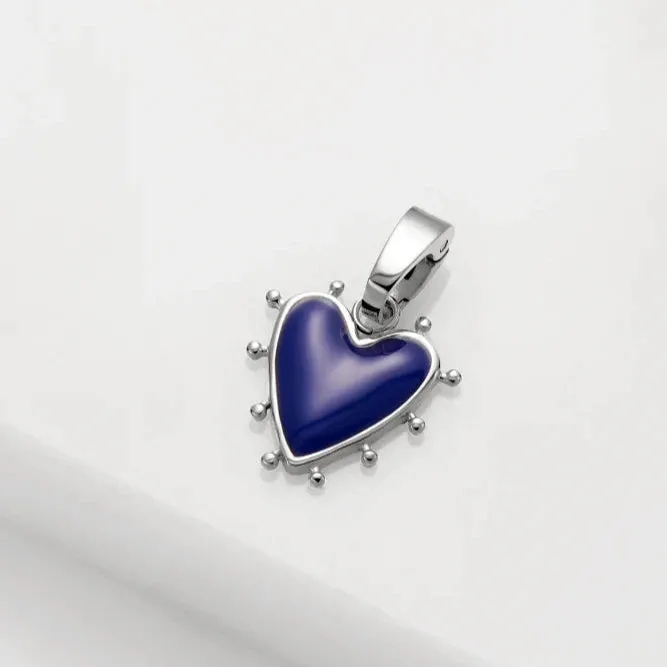 Heart Charm - Blue - Silver