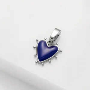 Heart Charm - Blue - Silver