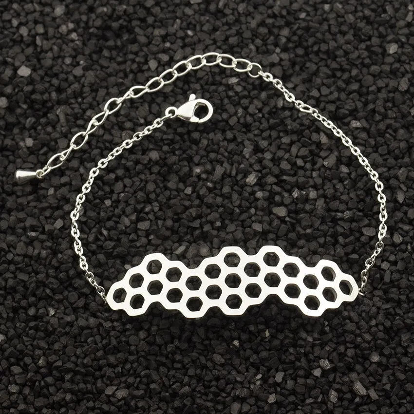 Hollow Hexagon Honeycomb Charm Bracelet Stainless