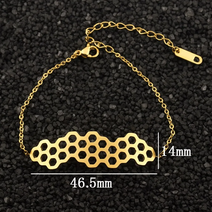 Hollow Hexagon Honeycomb Charm Bracelet Stainless