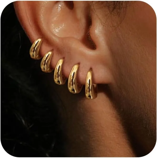 Hoop Earrings for Women 14K Gold Plated/Silver Hoops Simple Gold Knot Huggie Small Hoop Earrings Set Trendy Gold Hoops Everyday Wear Gold Earrings for Women Jewelry