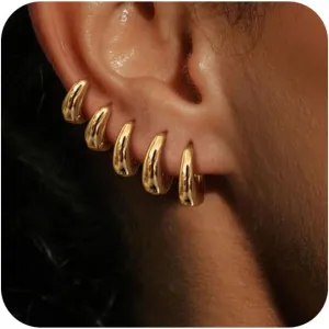 Hoop Earrings for Women 14K Gold Plated/Silver Hoops Simple Gold Knot Huggie Small Hoop Earrings Set Trendy Gold Hoops Everyday Wear Gold Earrings for Women Jewelry